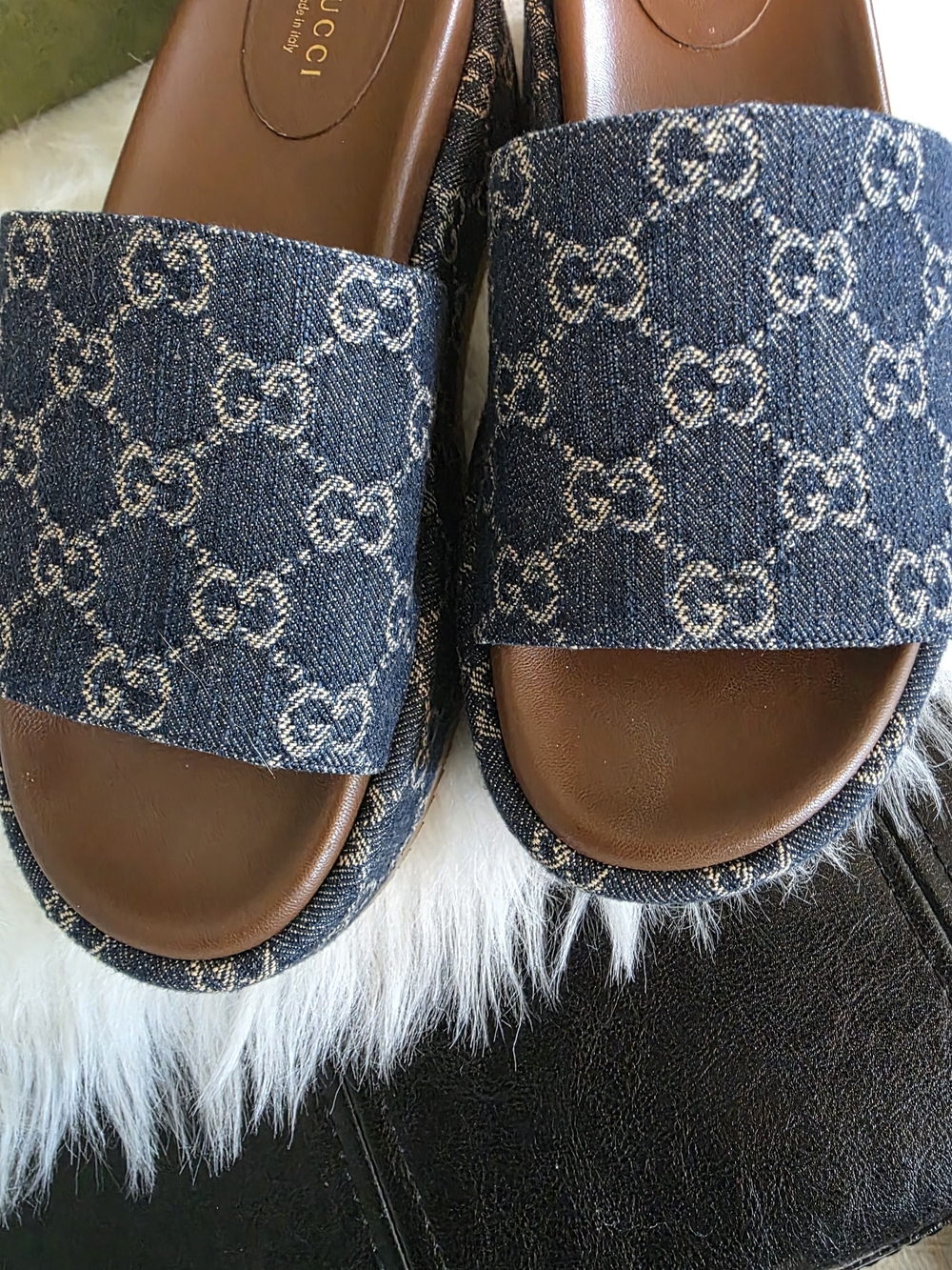 Gucci Denim GG Platform Slide Sandals - Indigo - Picture 11 of 13